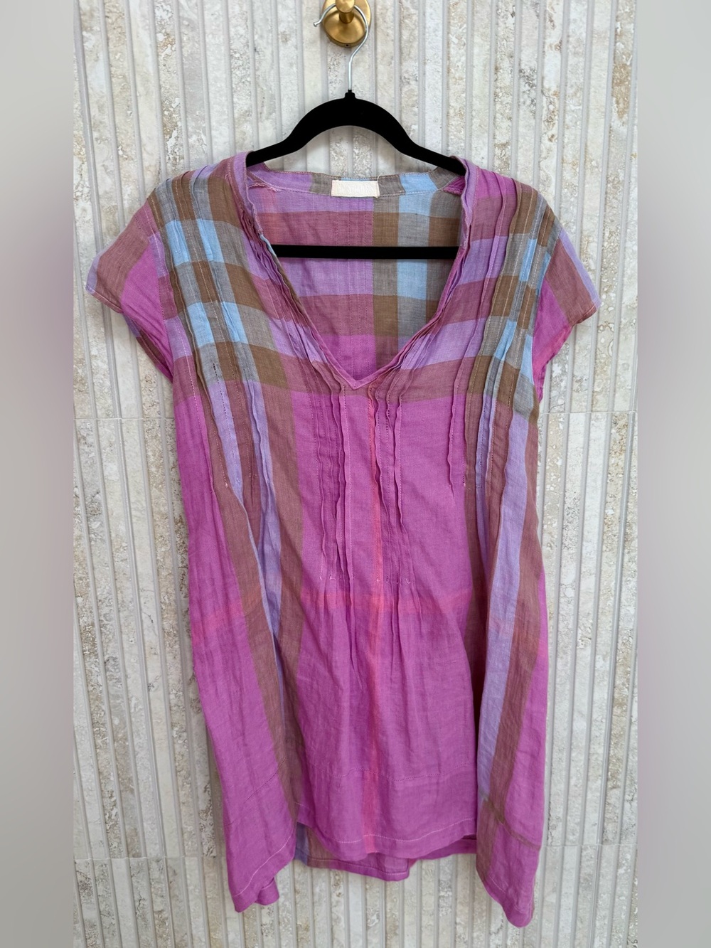 Women’s Pink Plaid V-Neck dress